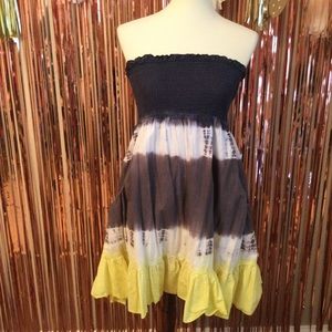 Forever 21 Yellow Grey Tie-Dye Dress